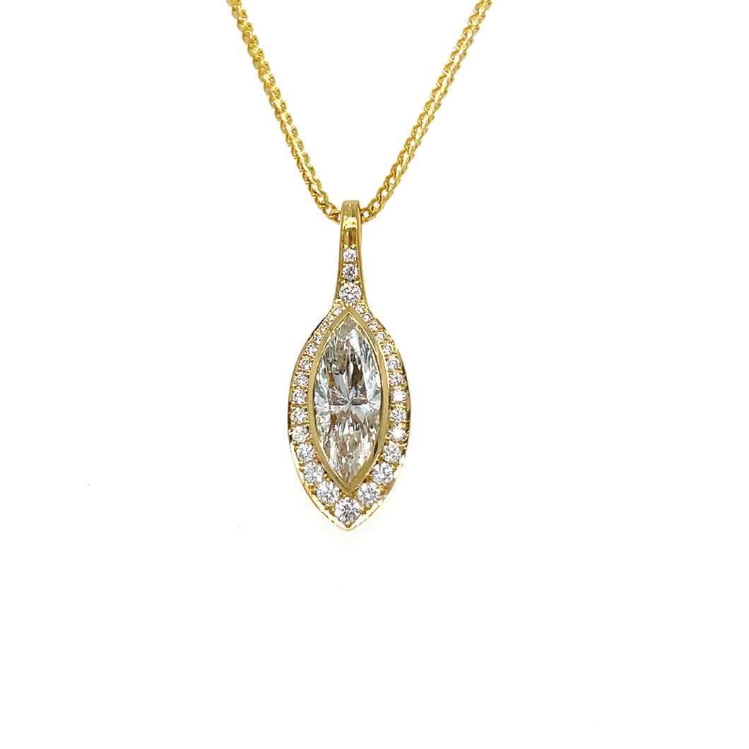 Bezel Set Marquise Diamond Pendant