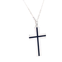 Load image into Gallery viewer, Cross Pendant with Onyx Center in 14K White Gold
