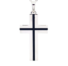 Load image into Gallery viewer, Cross Pendant with Onyx Center in 14K White Gold
