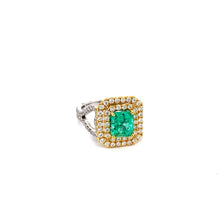 Load image into Gallery viewer, Custom Colombian Emerald U Pave Diamonds in 18K Yellow and White Gold
