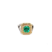 Load image into Gallery viewer, Custom Colombian Emerald U Pave Diamonds in 18K Yellow and White Gold
