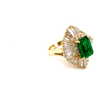 Load image into Gallery viewer, Colombian Emerald &amp; Baguette Diamonds in 14k Yellow Gold
