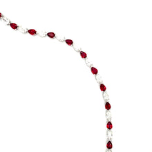 Load image into Gallery viewer, Pear Shape Burmese Ruby &amp; Diamond Tennis Necklace set in 18K White Gold
