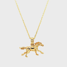 Load and play video in Gallery viewer, Custom Designed Horse Necklace Small in 14K Yellow Gold
