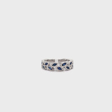 Load and play video in Gallery viewer, Blue Sapphire &amp; Diamond Halfway Band Ring in 18K White Gold
