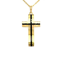 Load and play video in Gallery viewer, Cross Pendant with Onyx Center in 14K Yellow Gold
