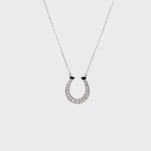 Load and play video in Gallery viewer, Pave Set Diamond Horseshoe Necklace in White Gold
