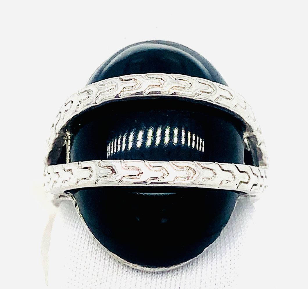 Sterling Silver And Onyx Cocktail Ring