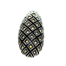 Load image into Gallery viewer, Sterling Silver Marcasite and Enamel Cocktail Ring
