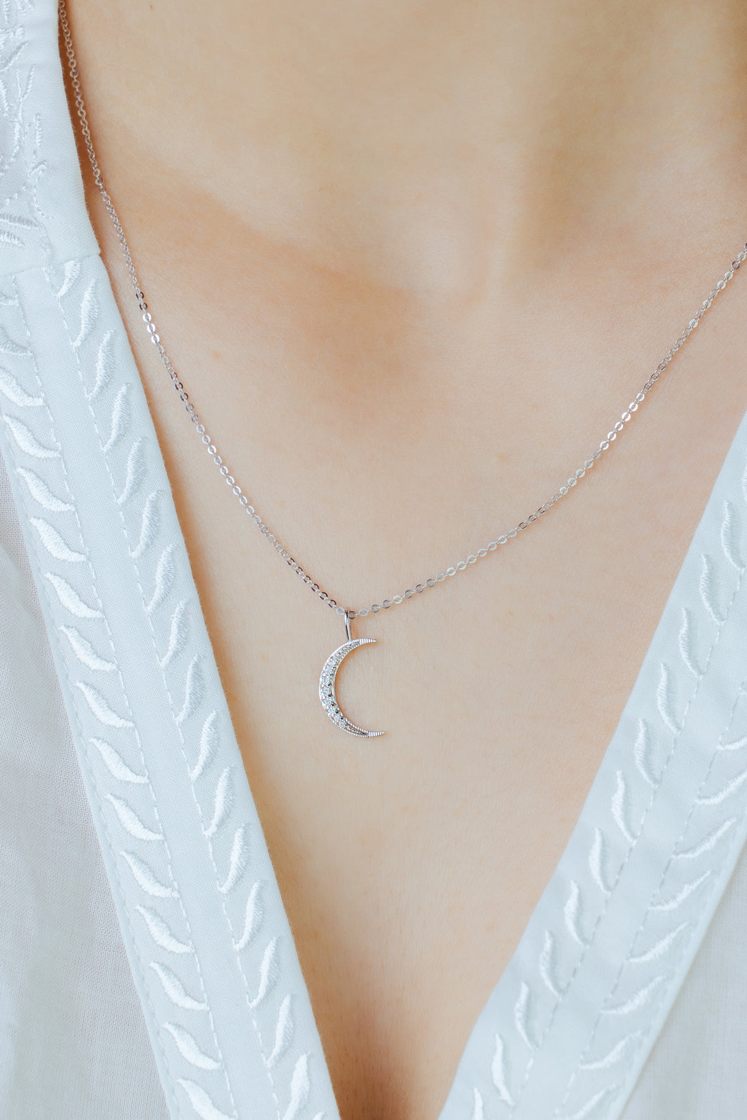 Crescent Moon Diamond Necklace