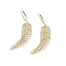 Load image into Gallery viewer, 14k Yellow Gold Leaf Diamond Earrings
