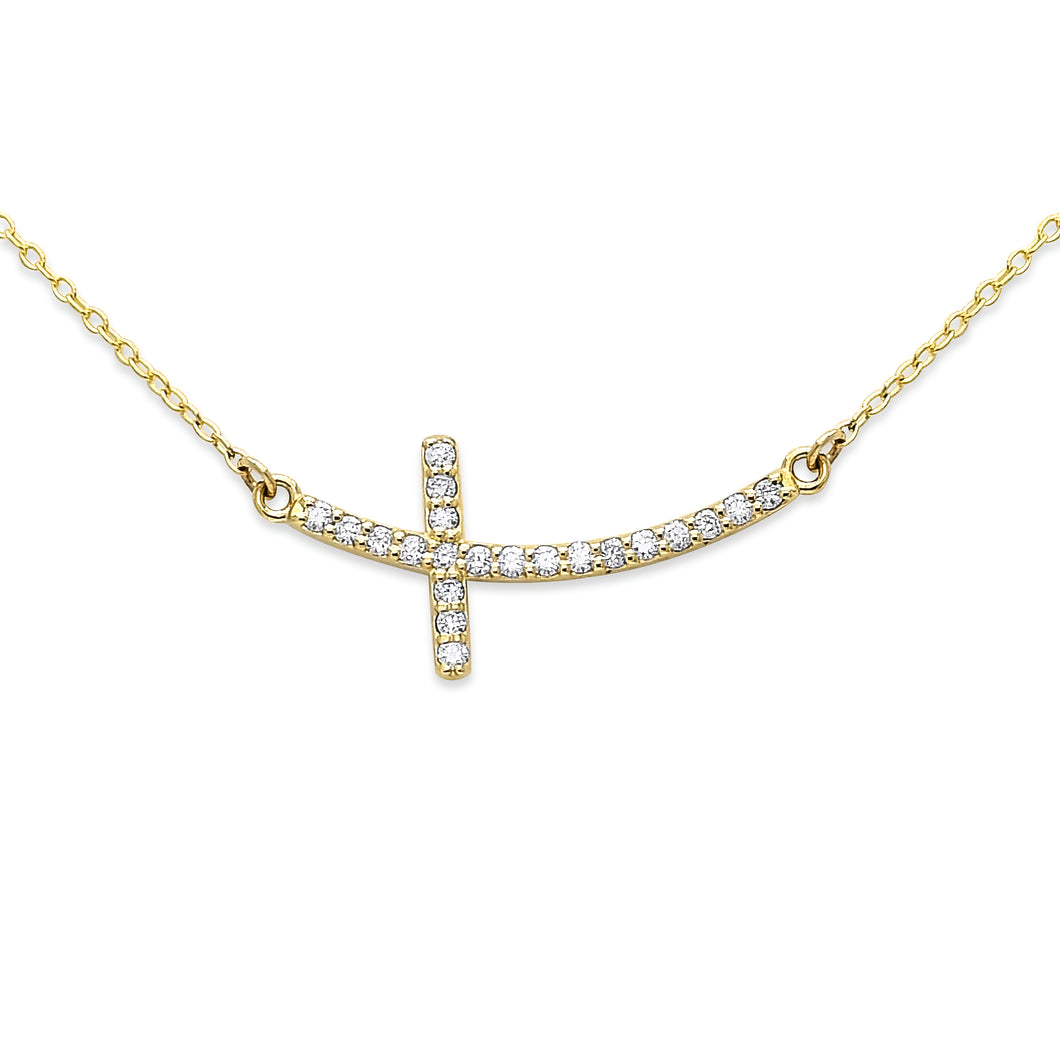 Sideways Diamond Cross Necklace