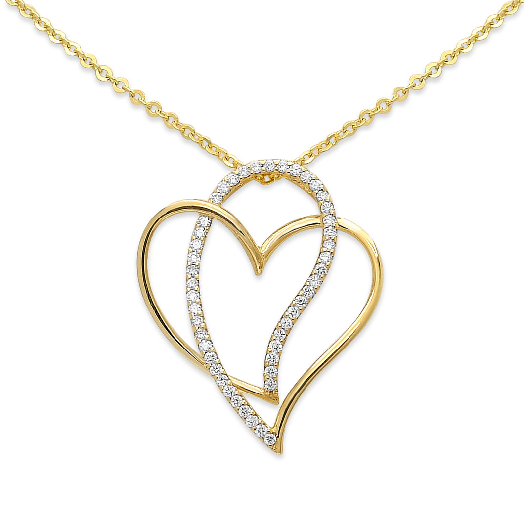 Double Heart Diamond Necklace