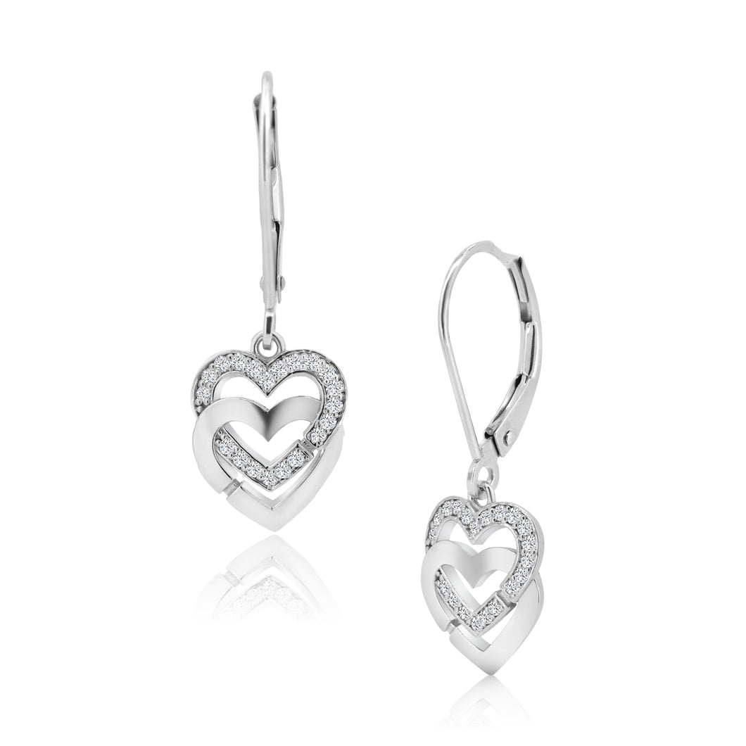 Double Heart Diamond Earrings