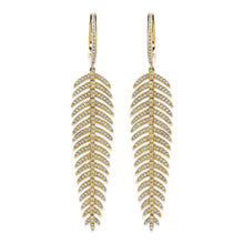Load image into Gallery viewer, 14k Yellow Gold Leaf Diamond Earrings
