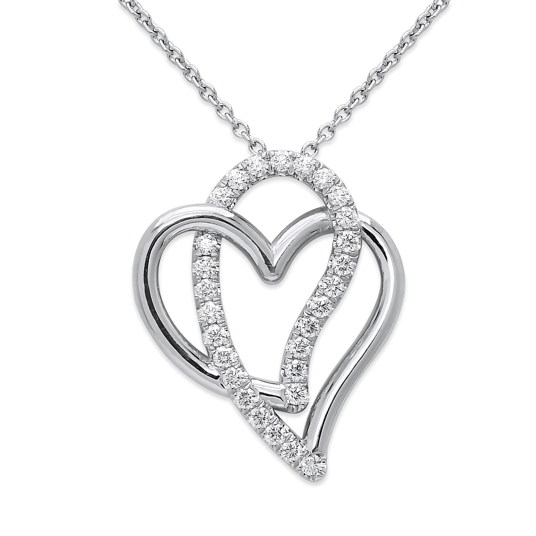 Double Heart Platinum Diamond Necklace