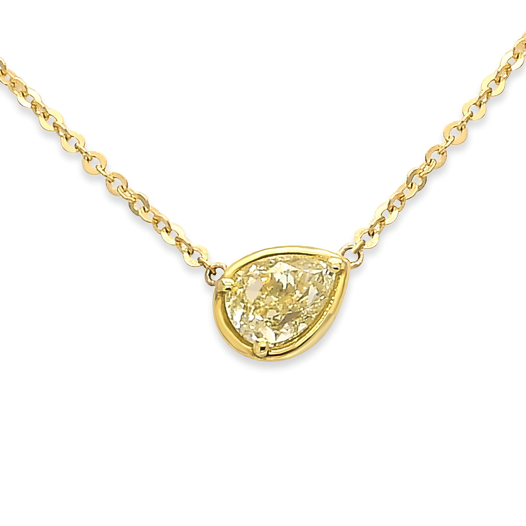 Yellow Pear Shape Diamond Necklace