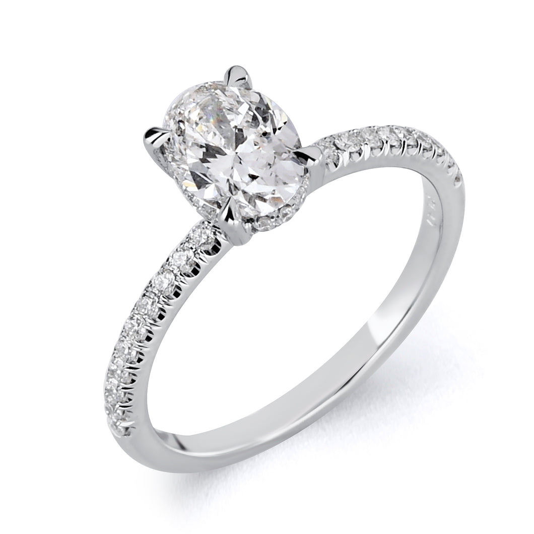 Hidden Halo Oval Diamond Ring