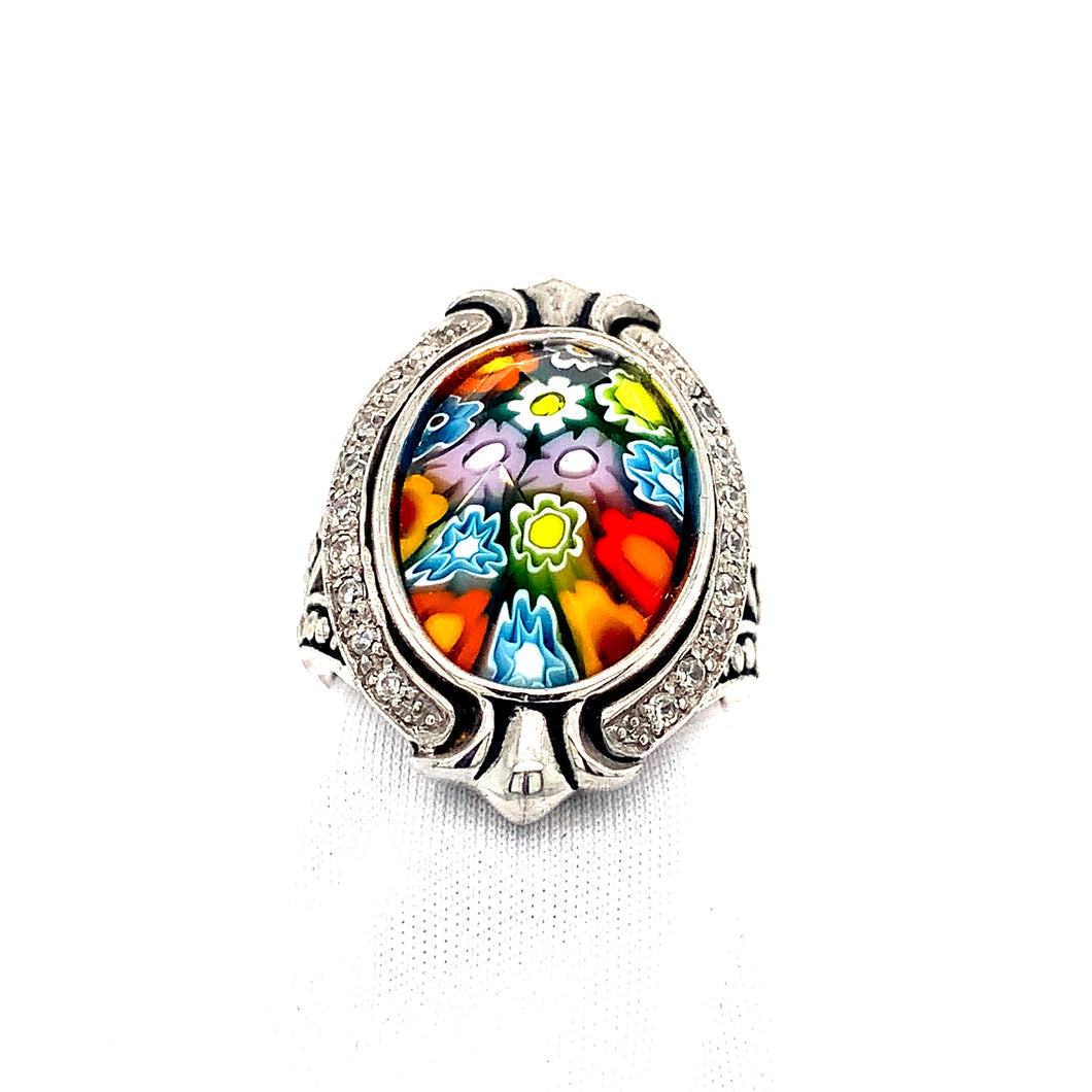 Murano Glass CZ Oval Ring