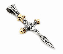 Load image into Gallery viewer, Two-tone Large Twisted Blade Dagger Pendant
