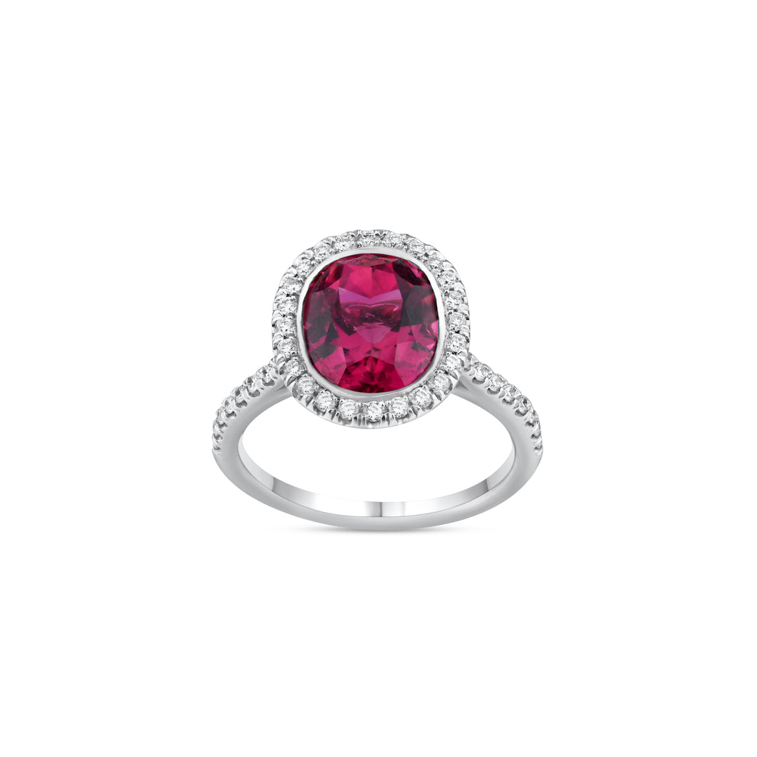 Diamond & Pink Tourmaline Ladies Ring