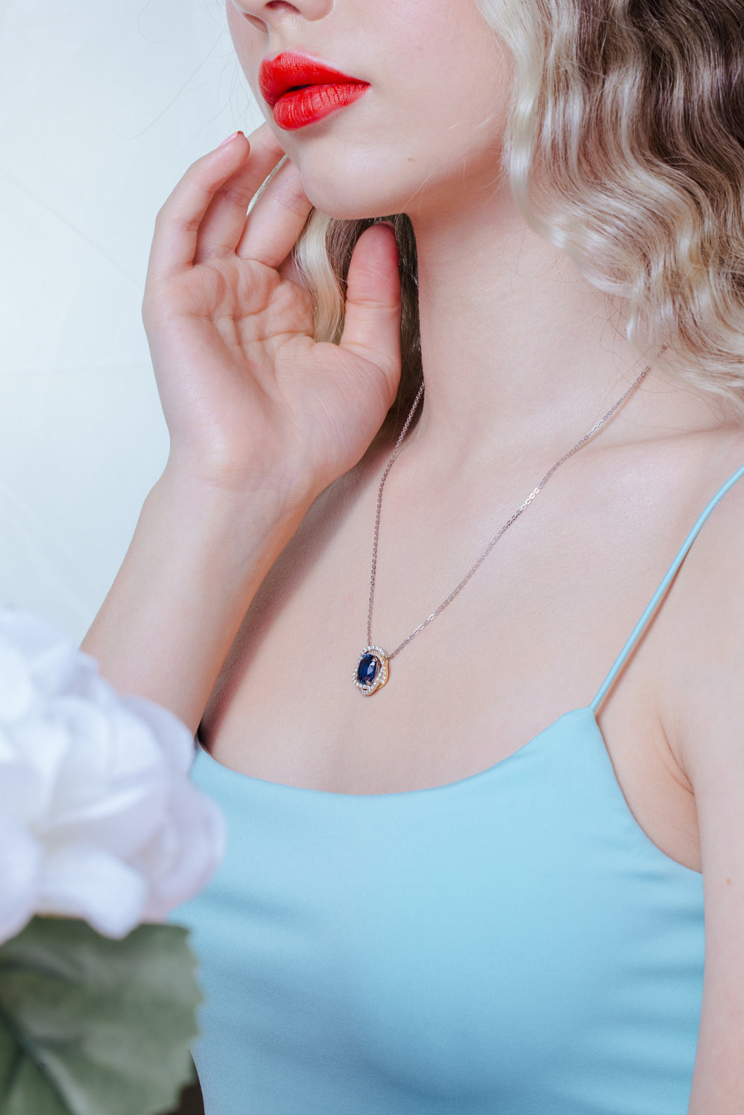 Blue Sapphire Diamond Necklace