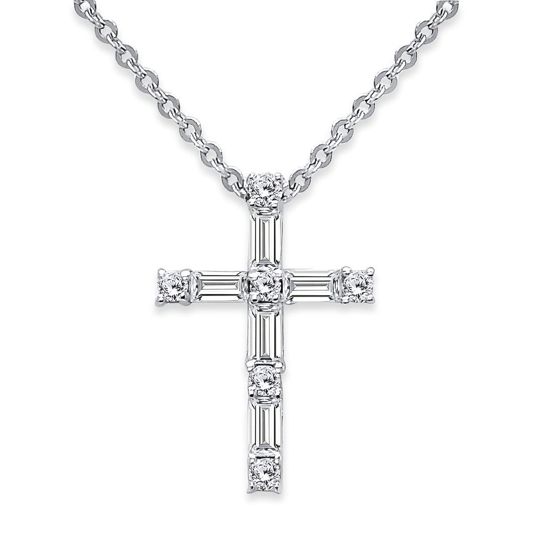 Mini Baguette Cross Necklace