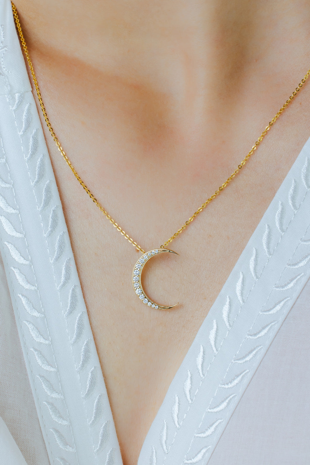 Crescent Moon Diamond Necklace