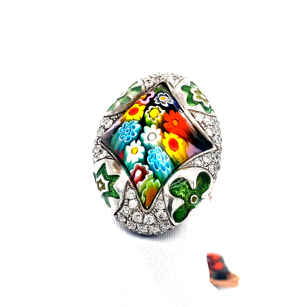 Murano Glass CZ Cocktail Ring